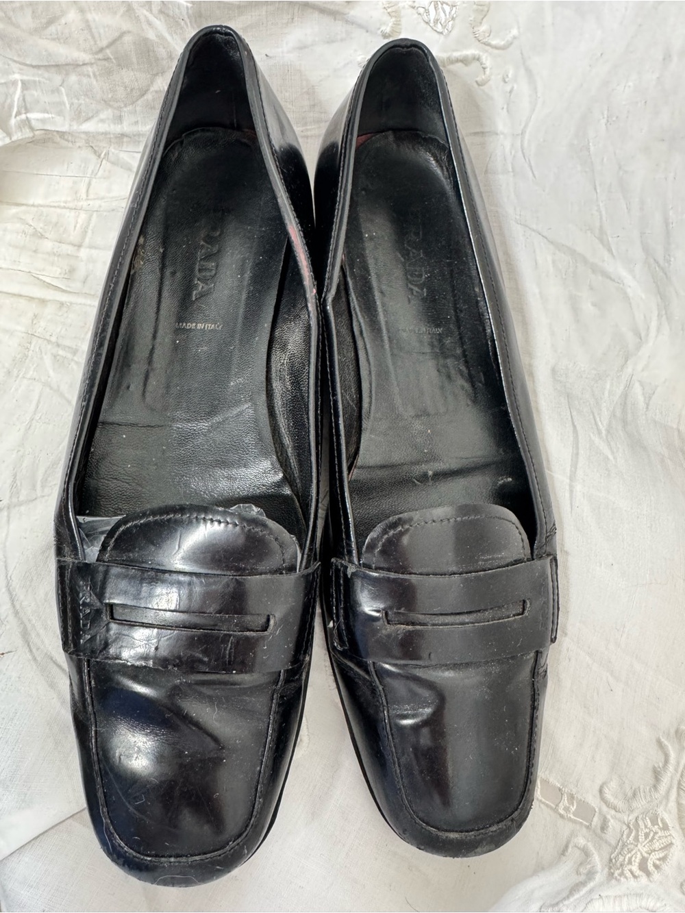 Prada Black patent Leather Penny Loafers